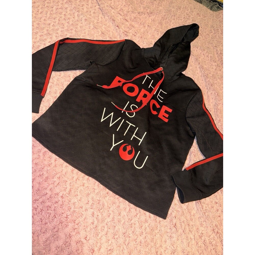 Disney Parks Star Wars Pullover Hoodie Sweater Large Black The Force Is With You